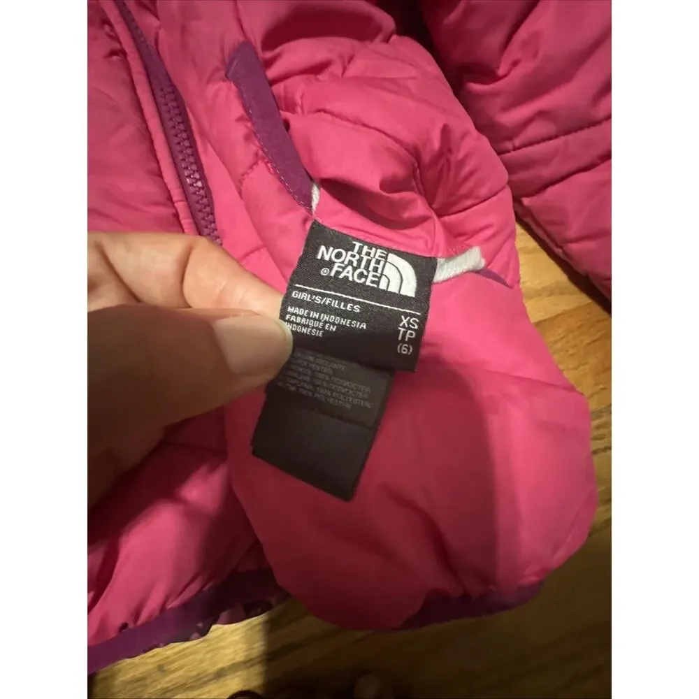 The North Face girls reversible Perrito Jacket Coat Pink Multi XS Winter Warm
